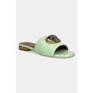 Kurt Geiger London slapi de piele Chelsea Flat Sandal femei, culoarea verde, 3416273719 imagine