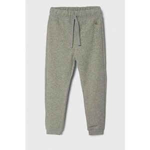 United Colors of Benetton pantaloni de trening din bumbac pentru copii culoarea gri, neted imagine