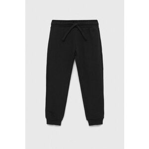 United Colors of Benetton pantaloni de trening din bumbac pentru copii culoarea negru, neted imagine