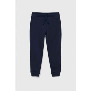 United Colors of Benetton pantaloni de trening din bumbac pentru copii culoarea albastru marin, neted imagine