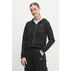 Dkny bluză femei, culoarea negru, cu glugă, uni, DP5J9508 imagine