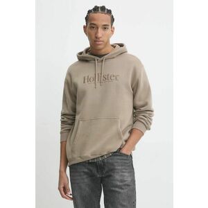 Hollister Co. bluză bărbați, culoarea bej, cu glugă, cu imprimeu, KI322-4140 imagine