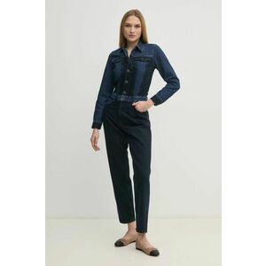 Pepe Jeans salopetă din denim VALERIE culoarea bleumarin, bumbac, cu guler, PL230508 imagine