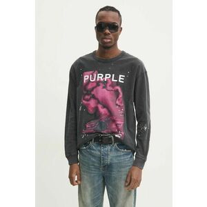 PURPLE BRAND longsleeve din bumbac TEXTURED JERSEY LS TEE culoarea gri, cu imprimeu, P204-JBFP125 imagine