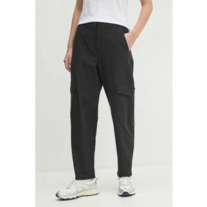 Dkny pantaloni femei, culoarea negru, fason cargo, high waist, DP5P3500 imagine