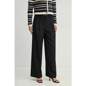 OUI pantaloni femei, culoarea negru, lat, high waist, 90589 imagine