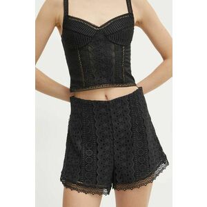 Charo Ruiz Ibiza pantaloni scurți Hazie femei, culoarea negru, uni, high waist, 256500 imagine