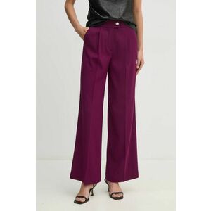 United Colors of Benetton pantaloni din lână culoarea violet, lat, high waist, 47UPDF07R imagine