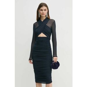 Bardot rochie culoarea bleumarin, midi, mulata, 56305DB1 imagine