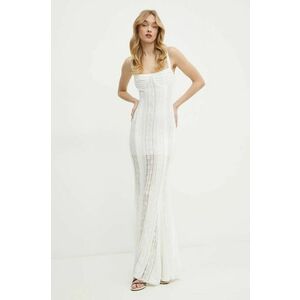 Elisabetta Franchi rochie Gaia culoarea bej, maxi, evazati, 255611 imagine