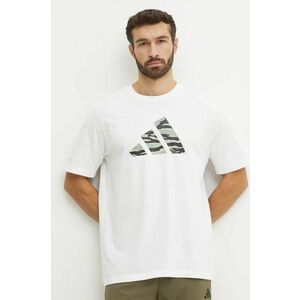 adidas tricou din bumbac Camo bărbați, culoarea bej, cu imprimeu, JI6770 imagine