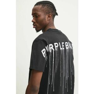 PURPLE BRAND tricou din bumbac HWT JERSEY SS TEE bărbați, culoarea negru, cu imprimeu, P117-HBWD125 imagine