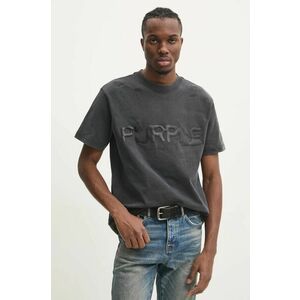 PURPLE BRAND tricou din bumbac HWT JERSEY SS TEE bărbați, culoarea gri, cu imprimeu, P117-HBLW125 imagine