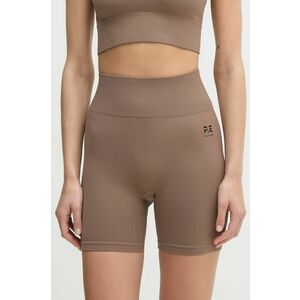 P.E Nation pantaloni scurți de antrenament Restore Seamless culoarea maro, neted, high waist, 243S296 imagine