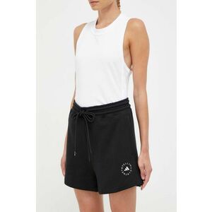 adidas by Stella McCartney pantaloni scurți din bumbac Terry culoarea negru, uni, high waist IK9093 imagine