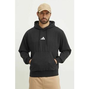 adidas bluza Feelcozy barbati, culoarea negru, cu glugă, cu imprimeu, JE3807 imagine