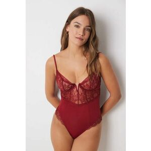 women'secret body SENSE LIMITED EDITION culoarea bordo, dantela, neted, 7918875 imagine