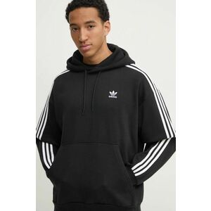 adidas Originals bluză BAGGY HOODIE bărbați, culoarea negru, cu glugă, cu imprimeu, JC6251 imagine