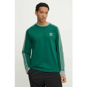 adidas Originals longsleeve 3-Stripes barbati, culoarea verde, modelator, JD0540 imagine