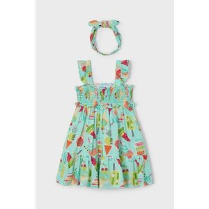 Mayoral rochie din bumbac pentru copii culoarea verde, mini, evazati, 3939 imagine