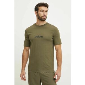 adidas tricou din bumbac Essentials Linear bărbați, culoarea verde, cu imprimeu, JE9001 imagine