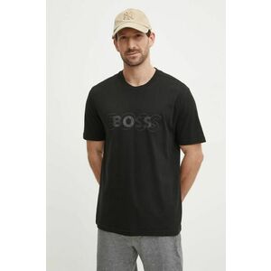 Boss Green tricou din bumbac bărbați, culoarea negru, cu imprimeu, 50531271 imagine