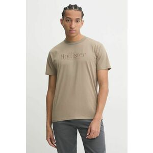 Hollister Co. tricou din bumbac barbati, culoarea bej, cu imprimeu, KI323-4213 imagine