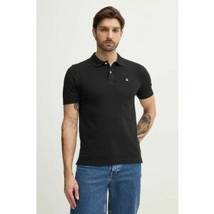 United Colors of Benetton tricou polo barbati, culoarea negru, neted, 3WG9U301Z imagine