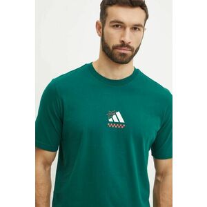 adidas tricou din bumbac M L PIZZA TEE barbati, culoarea verde, cu imprimeu, JJ4017 imagine