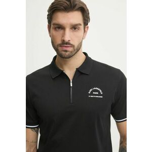 Karl Lagerfeld polo de bumbac culoarea negru, cu imprimeu, 551200.745081 imagine