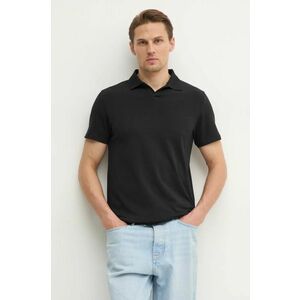 Filippa K tricou polo barbati, culoarea negru, neted, 28909 imagine