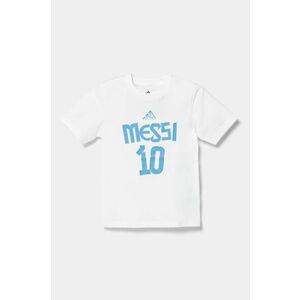 adidas Performance tricou de bumbac pentru copii MESSI culoarea alb, cu imprimeu, JJ1416 imagine