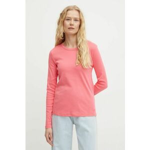 United Colors of Benetton longsleeve din bumbac culoarea roz, 3GA2E16F9 imagine