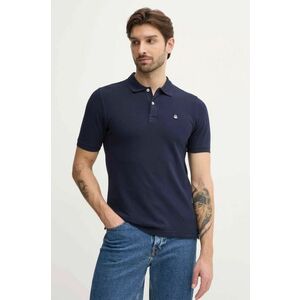 United Colors of Benetton tricou polo barbati, culoarea albastru marin, neted, 3WG9U301Z imagine