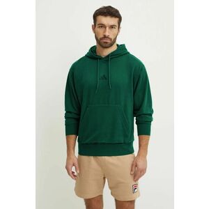 adidas bluza Feelcozy barbati, culoarea verde, cu glugă, neted, JE3802 imagine