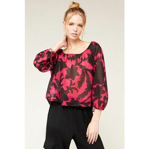 Bluza cu imprimeu floral si maneci 3/4 imagine