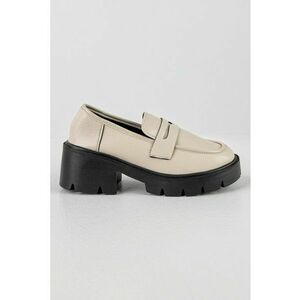 Pantofi loafer de piele ecologica cu toc masiv imagine