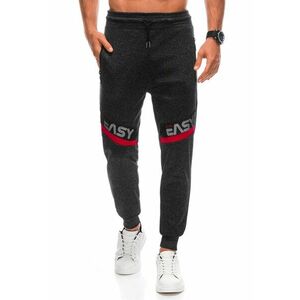 Pantaloni de trening cu talie medie si imprimeu text imagine