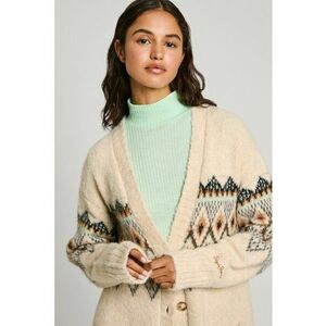 Cardigan din amestec de lana cu model si decolteu in V imagine