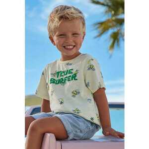 Tricou de bumbac cu imprimeu text si tropical imagine