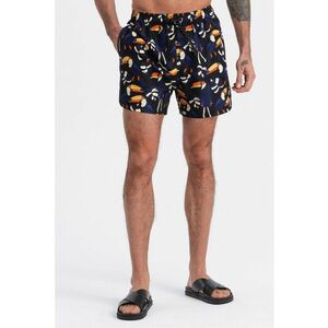 Pantaloni scurti de baie cu imprimeu tropical si snur imagine