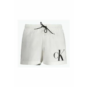 Pantaloni scurti barbati pentru inot cu logo si croiala Regular fit - KM0KM01015 - Alb imagine