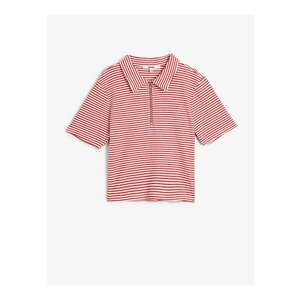 Tricou polo crop cu fermoar scurt imagine