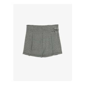 Fusta-pantalon cu model houndstooth si pliuri imagine