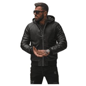 Geaca de piele barbati neagra JS/11Z8004Z imagine