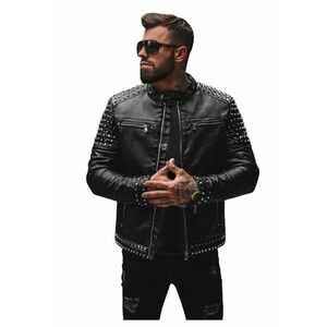 Geaca de piele barbati neagra JS/11Z8007 imagine