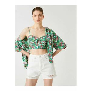 Top crop cu imprimeu floral imagine