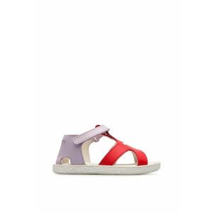 Sandale din piele cu bareta cu inchidere velcro Twins 687 - Lila prafuit - Rosu vermillion - imagine