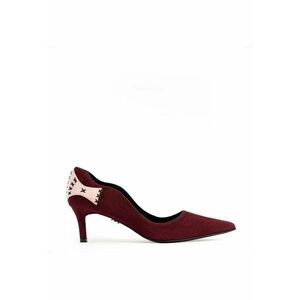 Pantofi dama model 1534 piele velur bordo - nappa roz imagine