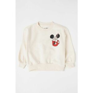 Bluza de bumbac cu imprimeu Mickey Mouse si decolteu la baza gatului imagine